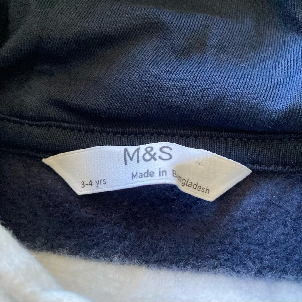 M & S Classic‎ Striped Hoodie 3-4 Years Zip-up Sweatshirt Coastal Unisex